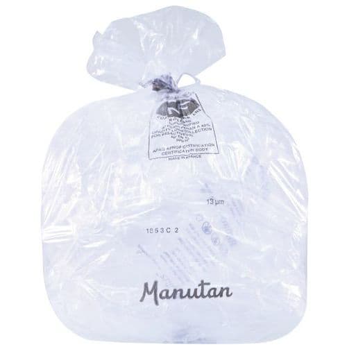 Sac-poubelle transparent - Déchet lourd - 30 à 110 L - Manutan Expert