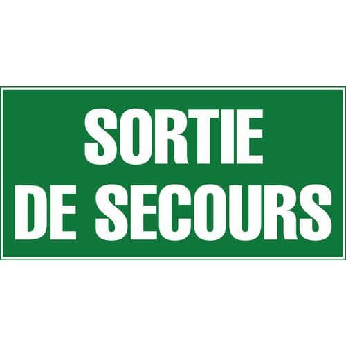 Panneau d'évacuation-secours - Sortie de secours - Adhésif