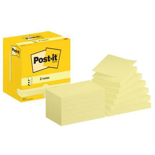 Z-Notes Post-it® 76 x 127 mm 12 blocs jaune- Post-it®