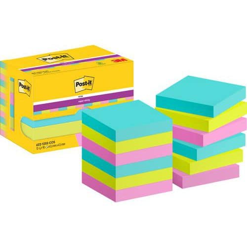 Notes Super Sticky 47.6 mm x 47.6 mm 12 blocs assortis Cosmic