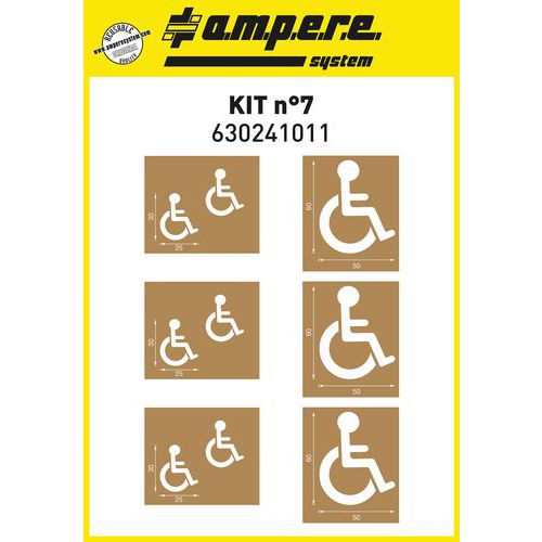 Pochoirs en carton huilé réutilisable - 6 planches Handicapé - Ampere System