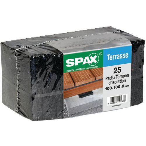 Lot de 25 tampons d'isolation pour terrasse hauteur 8mm- Spax