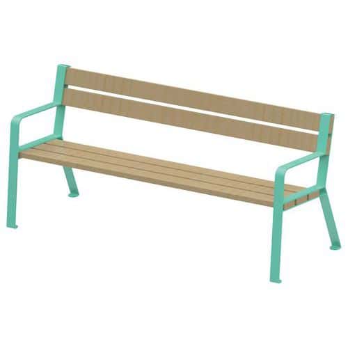 Banc Forézien 190 cm bois naturel acier Tolerie Forezienne