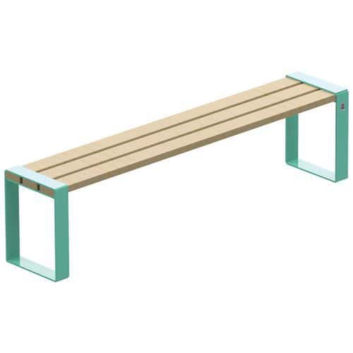 Banc sans dossier Forézien 190 cm bois naturel acier Tolerie Forezienne