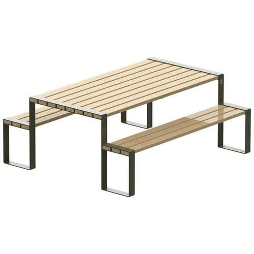 Table bancs Forézien 190 cm bois naturel acier Tolerie Forezienne