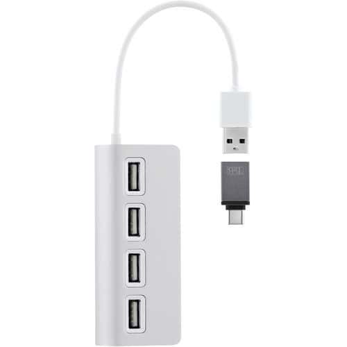 Hub USB-A et USB-C en aluminium vers 4 ports USB-A 2.0 - TNB