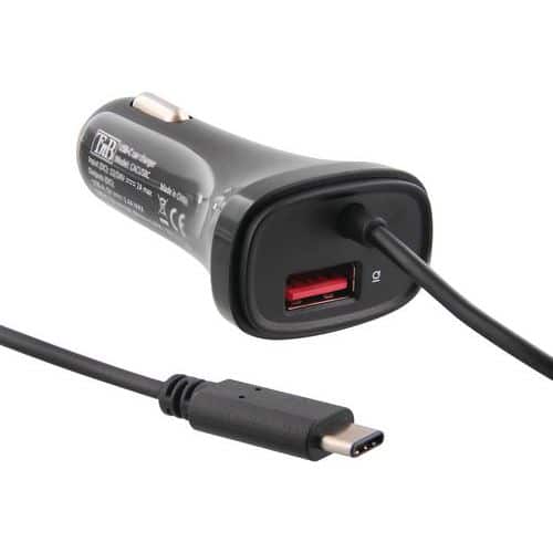 Chargeur allume-cigares USB-A 27W et cable Type-C - TNB