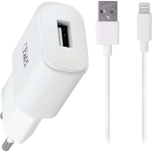 Kit de charge secteur USB 12W et cable Lightning - TNB