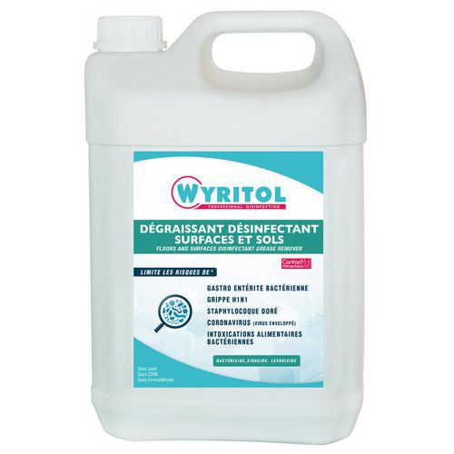 Dégraissant et désinfectant pour sols et surfaces 5L - Wyritol