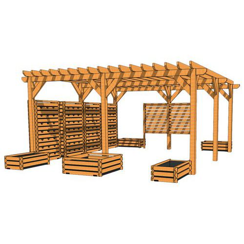 Classe en plein air : Pergola et mobilier à végétaliser Carre Serre