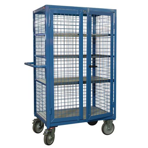 Chariot haut grillagé 5 plateaux bois avec portes - 500Kg - FIMM