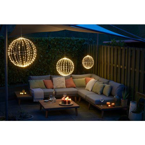 Boule lumineuse LED de Noël décorative blanche avec minuterie