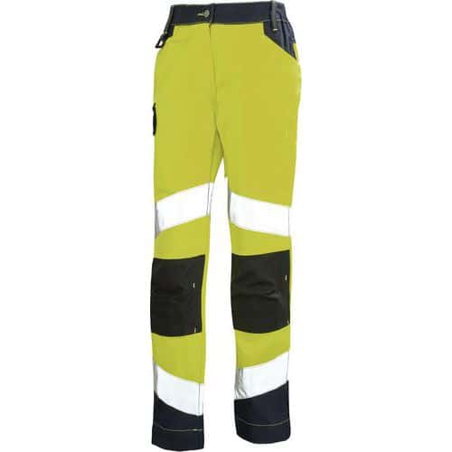 Pantalon femme Fluo Tech 9E82 Jaune fluo/Bleu fonce - Cepovett Safety