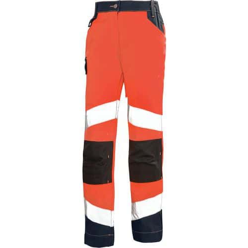 Pantalon femme Fluo Tech 9E82 Rouge fluo/Bleu fonce - Cepovett Safety