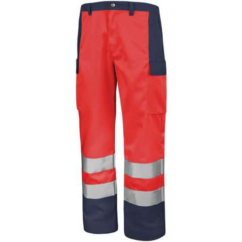 Pantalon Fluo Base XP 9B81 - Rouge fluo/Bleu fonce - Cepovett Safety