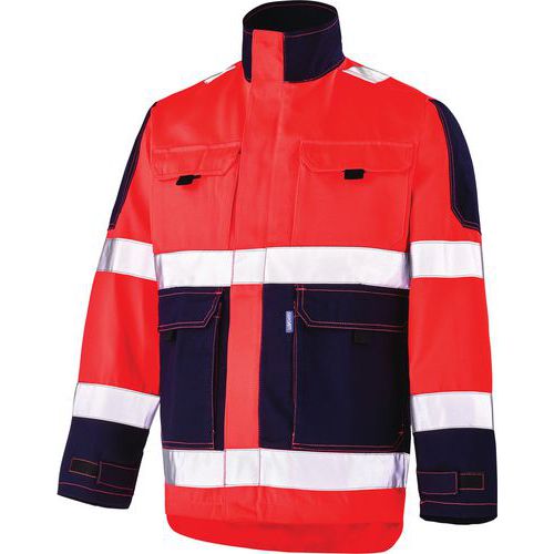 Blouson Fluo Tech 9282 - Rouge fluo/Bleu fonce - Cepovett Safety