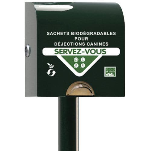 Distributeur 100 sachets à déjections canines papier aluminium vert