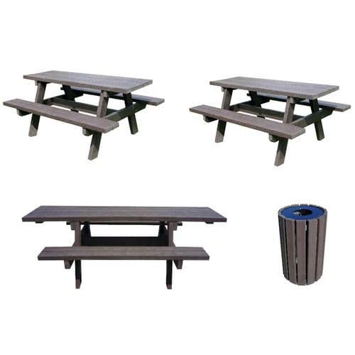 Set de 2 tables Parc, 1 table PMR et 1 poubelle Escapade 90L