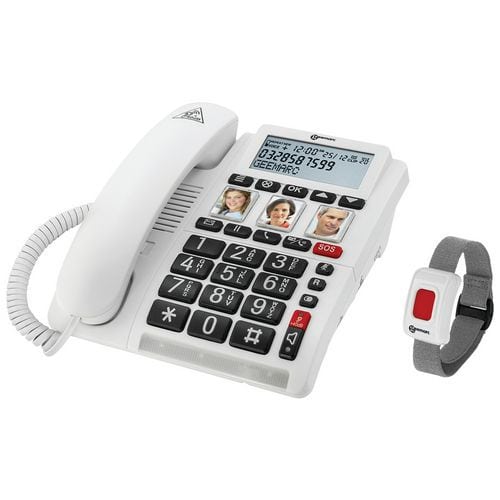 Téléphone filaire amplifié avec télécommande SOS CL610 - Geemarc