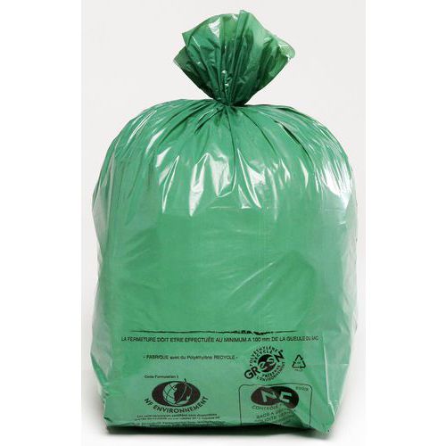 Sac-poubelle 50L PEbd recyclé NF Environnement - Déchet léger - Jetsac