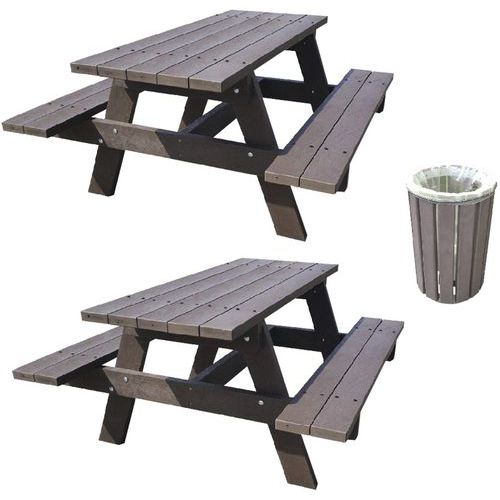 Set 2 tables Eco 145 en kit avec 1 Poubelle Escapade 90L