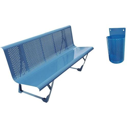 Banc Anjou + poubelle demi-ronde 36 L