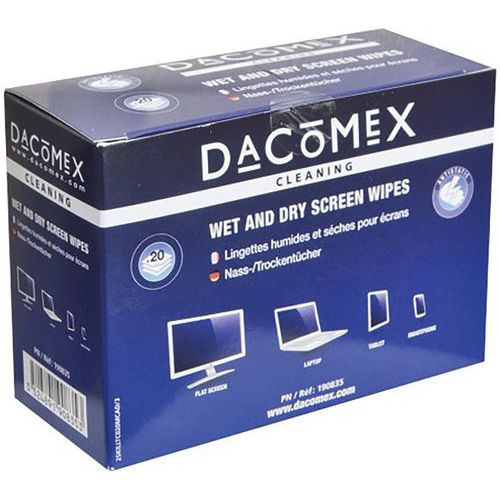 Boîte de 2x10 lingettes humides/séches pour LCD DACOMEX