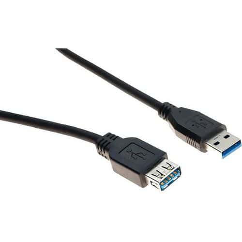 Rallonge USB 3.0 type A et A noire - 1,8 m