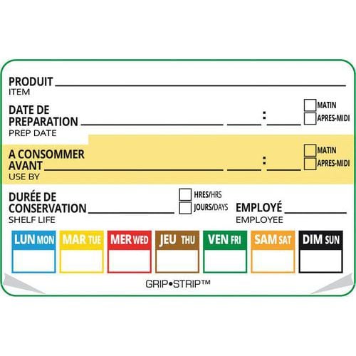Etiquette autocollante DLC 7 jours - Lot de 500 - Matfer