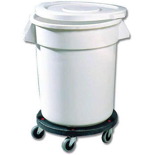 Conteneur rond blanc avec couvercle et chariot Brute® - Matfer