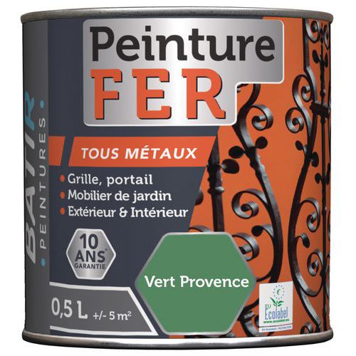 Peinture fer et métaux Ecolabel - 0,5 L et 2.5 L - Batir