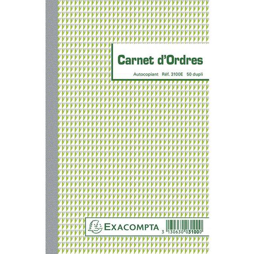 Carnet d'ordres 50 feuillets dupli autocopiants