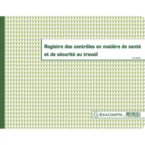 Registre des contrôles de santé et de sécurité au travail - 20 pages