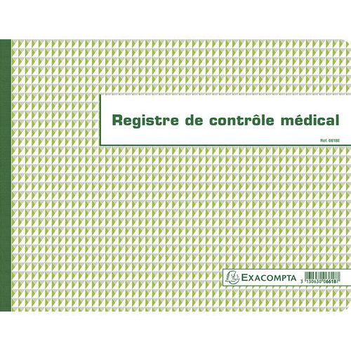 Registre de Contrôle médical - folioté - 60 pages