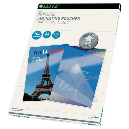 Pochettes de plastification A3 UDT - 100 µm - Pack de 100 - Leitz