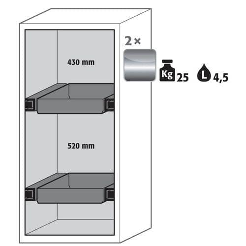 Armoire S-CLASSIC90 Maintien de porte - 1298x596mm - Asecos