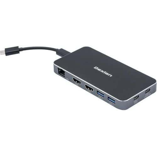 Dock USB-type C Dual 7 ports en 1,2 HDMI 4K LAN 2x USB-A