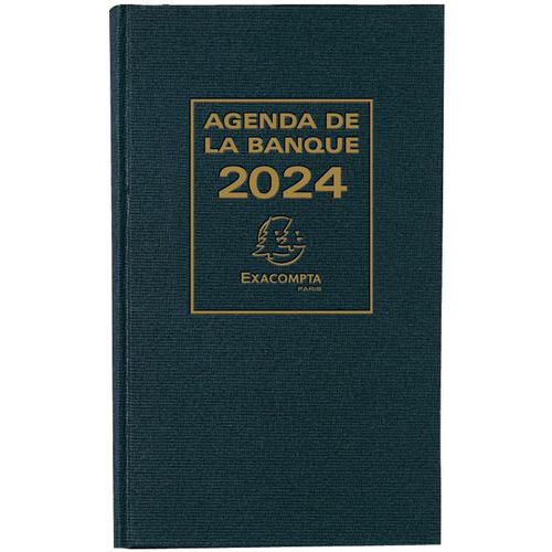 Agenda Banquier large 1 volume 2 pages par jour noir - Exacompta