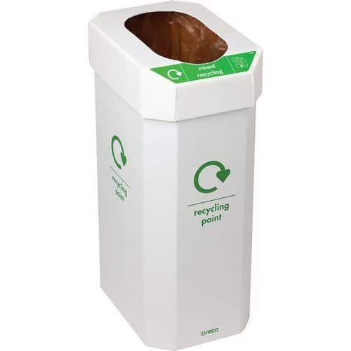 Poubelles de tri sélectif en emballage recyclé/carton - Emballées à plat - Capacité de 60 L