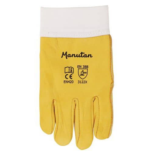 Gants de manutention hydrofuge cuir pleine fleur - Manutan Expert