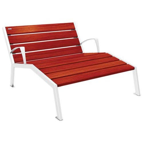 Chaise longue Silaos 2 places avec accoudoirs acier et bois - Procity