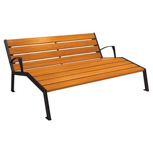 Chaise longue Silaos 3 places avec accoudoirs acier et bois - Procity