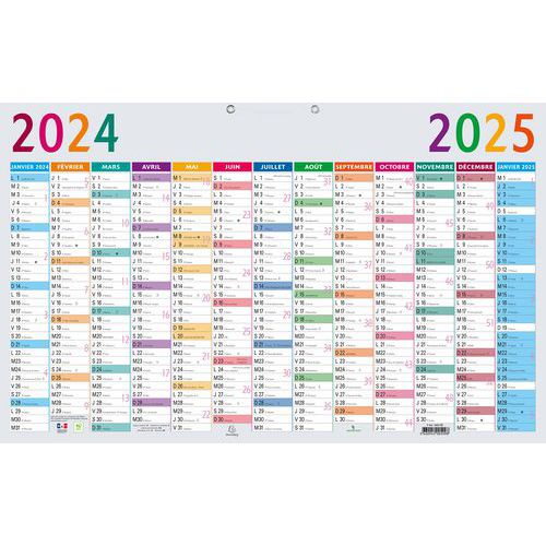 Calendrier Multicolore 13 mois 65 x 40,5 cm Annuel 2024 - Exacompta