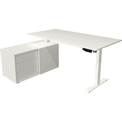 Bureau réglable avec rangement Move 1 - Piètement blanc - Kerkmann