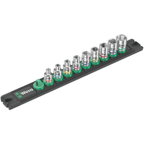 Jeu 9 douilles 1/4 - Socket Rail A Imperial 1 - Wera