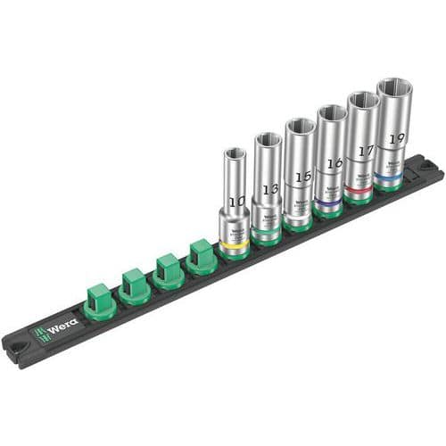 Jeu 6 douilles 1/2 - Socket Rail C Deep 1 - Wera