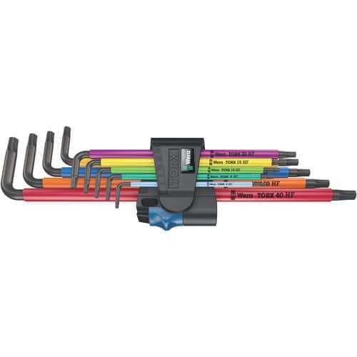 Jeu clés mâles Torx longues - 967/9 TXXL Multicolour HF 1 - Wera