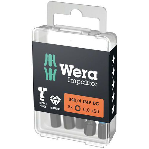 Embout extra rigide 6 pans,Impakt - 840/4 IMP DC Hex-Plus DIY - Wera