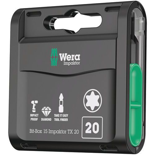 Embout vis Torx - Bit-Box 15 Impaktor TX- Wera