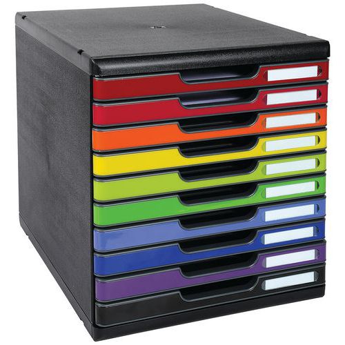 Module de classement Modulo A4 10 tiroirs noir/couleur - Exacompta